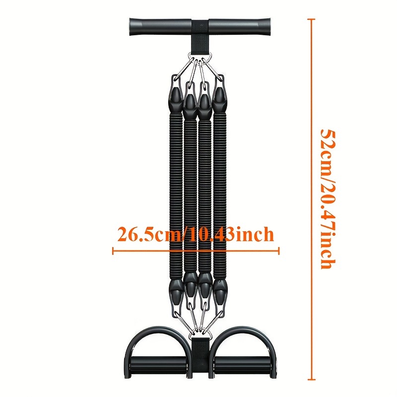 [Durable Pedal Puller] Durable Adjustable Resistance Sliding Pedal Puller | 4-Strand or 2-Strand Pull Cord with Footrest and Handle for Sit-Ups and Fitness Training, Black EVA Material with Two Handles and a Door Clamp