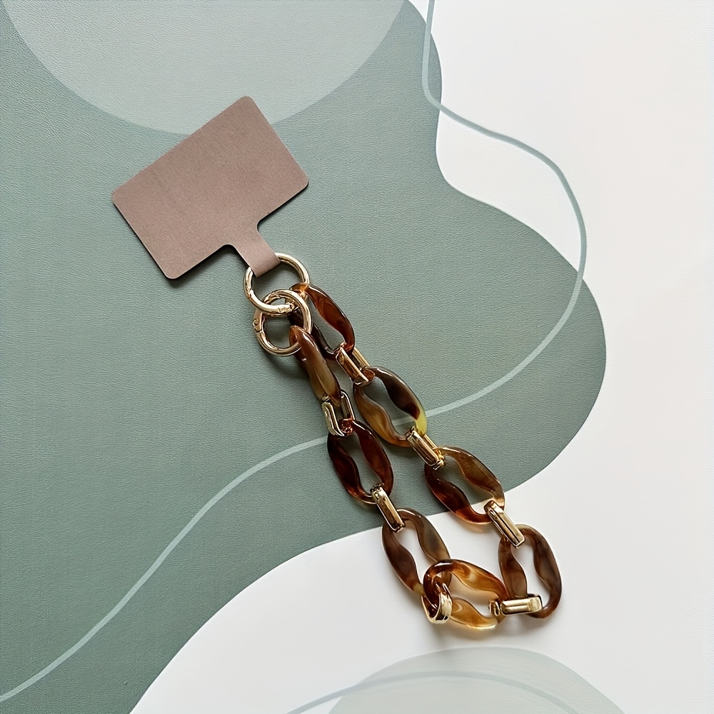 TEMU 1pc Fashionable Colorful Dopamine Acrylic Chain Phone Strap, Handmade Detachable Anti-loss Phone Lanyard, Camera Strap, Bag Accessory