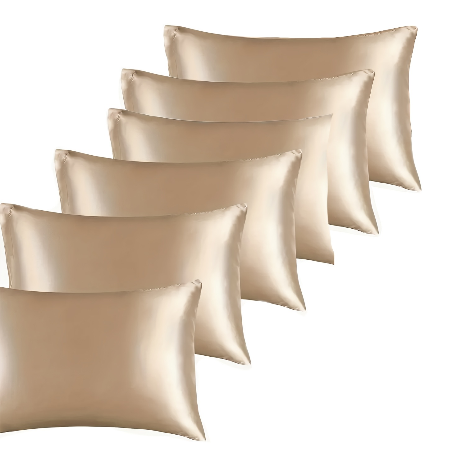 TEMU 6pcs Satin Pillowcases For Hair And Skin, Super Soft Smooth Fabric With Envelope Closure, For Men And Women, Bedding | Smooth Texture Design |