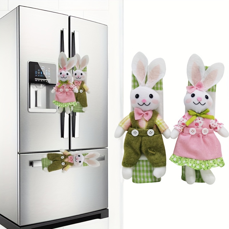 

2pcs, Easter Refrigerator Door Handle Cover Santa Rabbit Kitchen Appliance Handle Covers Decorations For Fridge Microwave Oven Dishwasher Easter Handle Protector