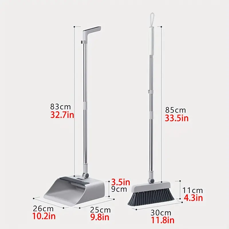 3 in 1 broom with dustpan combo set brooms for sweeping indoor and outdoor long handle broom and dustpan set push broom heavy duty for home cleaning bathroom kitchen for home office school dorms cleaning tools details 0