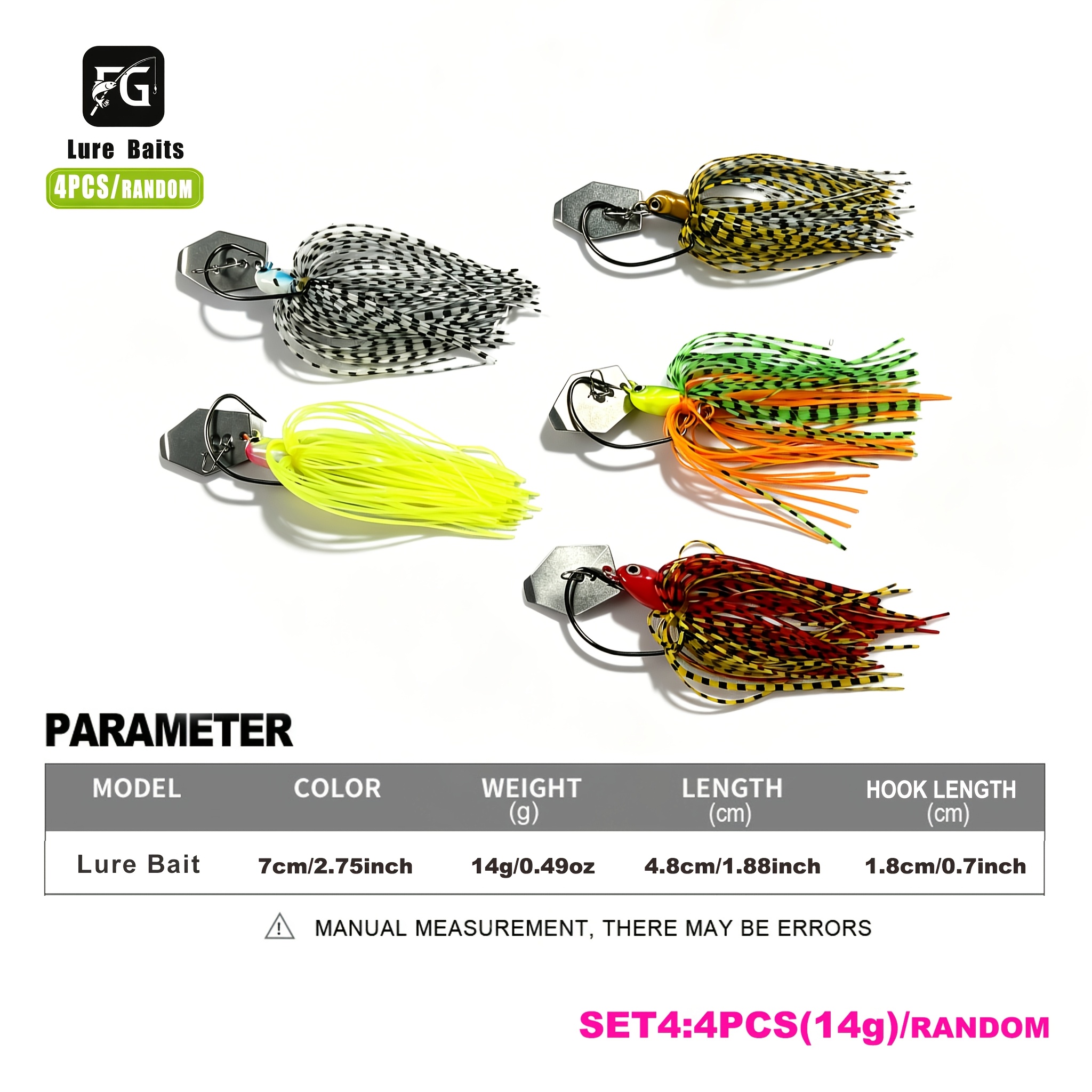 Image of 2 Or 4 Random Color Lures Per Box, 10cm, 10g/14g, Composite Flash, Whistle Pig Crankbait, Spinnerbait With Weedless Hook, Imitates Small Schools Of Fish, Suitable For Saltwater And Freshwater
