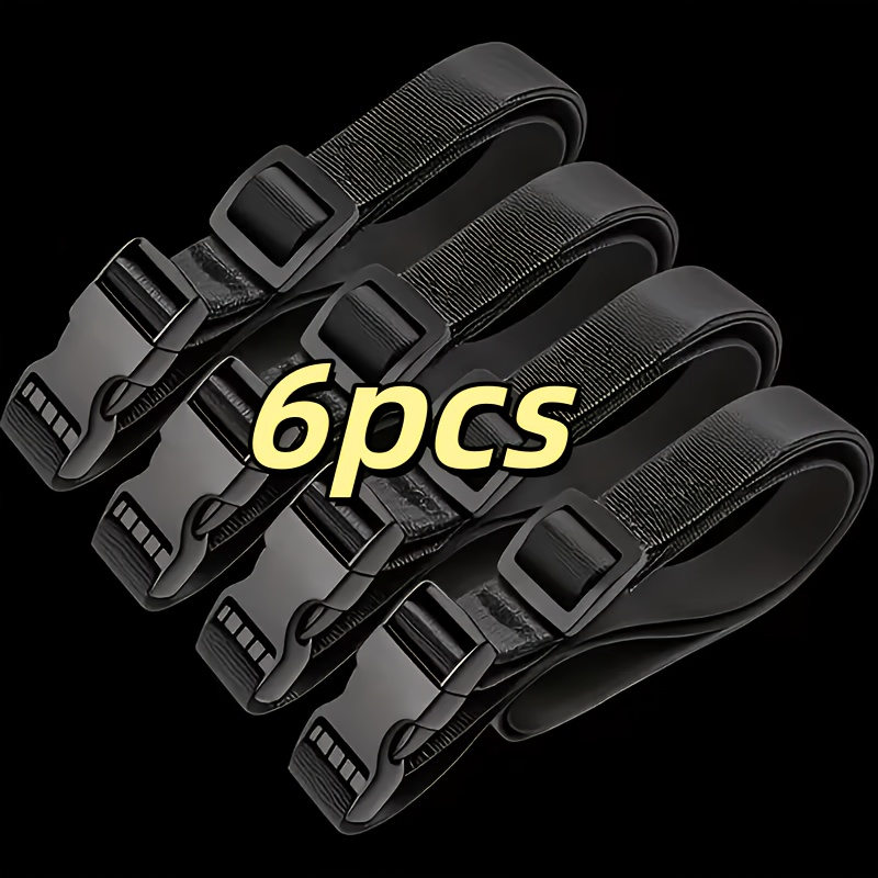 TEMU 6pcs Nylon Straps, Adjustable Non-elastic Elastic Cords, Tie- Straps With Buckles, For Travel And Cargo Securing