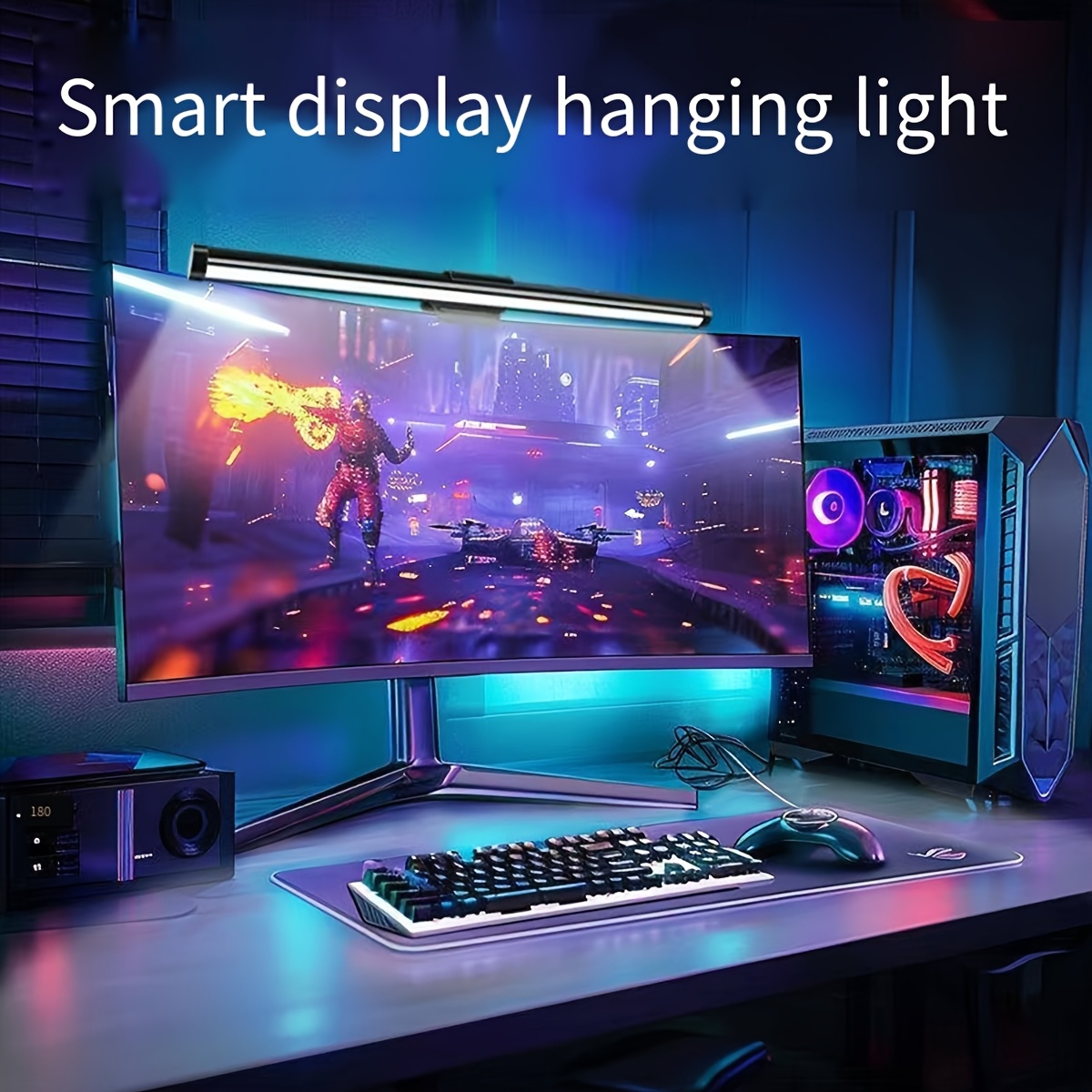 1pc dual sided led monitor light bar usb powered eye care anti blue light screen backlight adjustable brightness wall mount polished for gaming office and home decoration atmosphere lighting details 1