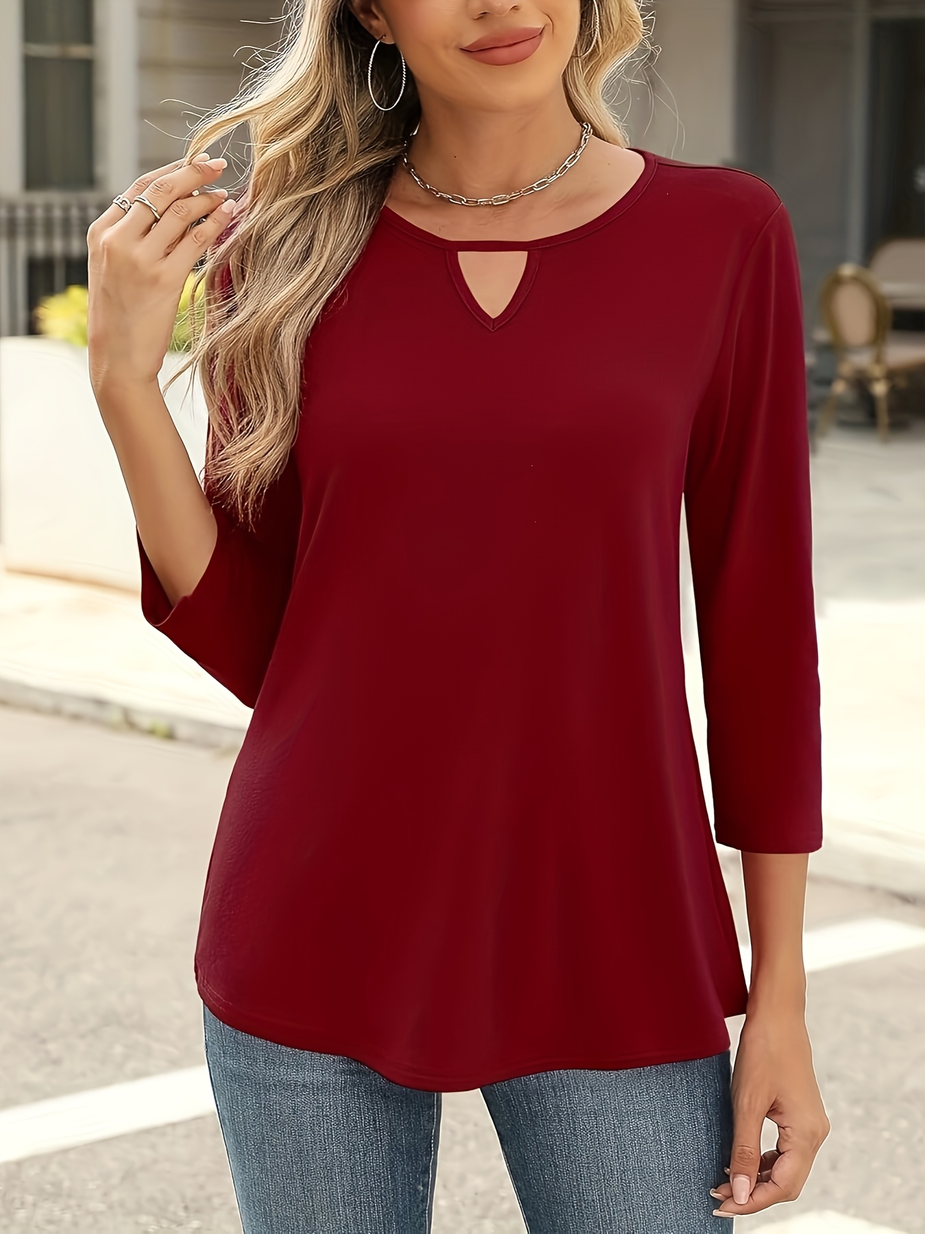 JDY Top Voor Dames JDY Jdydivya Life 3/4 Top Voor Dames - Loose Fit, V-hals, Volumineuze Armsnit | Casual Top Voor Lente En Zomer Jacqueline De Yong Kleding