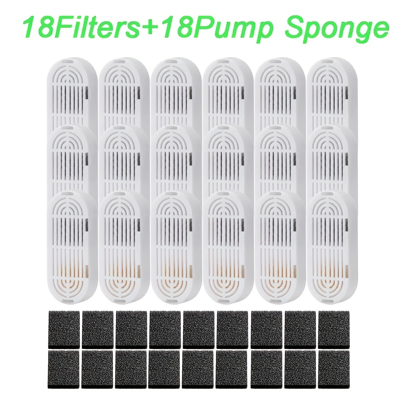 TEMU 12/18pcs Replacement Filters For Pet Water Fountain, Oval Triple Filtration System With Activated Carbon And Resin, Water , Fountain Accessories