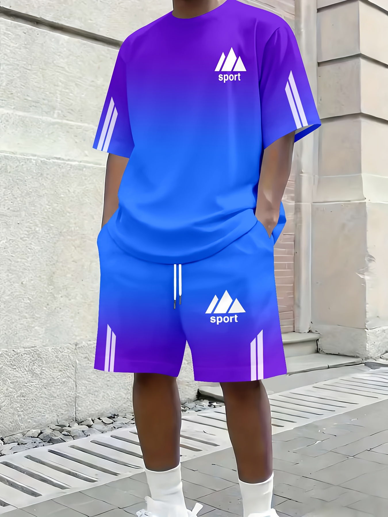 mens casual   sportswear set summer casual short sleeve and shorts 2pcs set