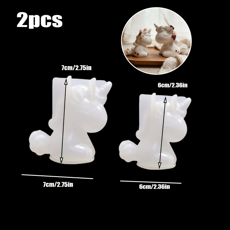 TEMU 2 pezzi Stampi in silicone resina Unicorno Grande e Piccolo Stampi in silicone Unicorno 3D Forma Unicorno Stampo in resina Unicorno Stampo per