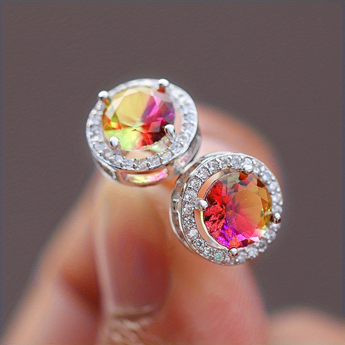 TEMU Angol A Pair Of Women's Elegant Luxury Inlaid Synthetic Zirconia Suitable For Party Wedding Daily Wear Exquisite Christmas Jewelry Gifts