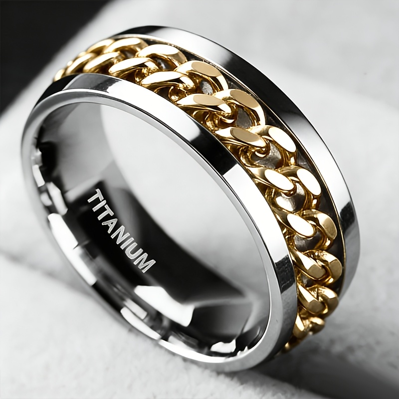 fashion and unique rotating chain relax titanium steel ring for men and   as anniversary gifts or jewelry