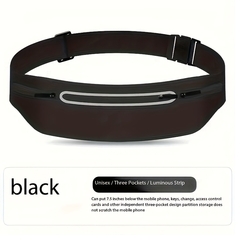 Image of Ultra-thin Invisible Waist Bag - 3- Fits 7.5-inch Phone, Adjustable Strap 50cm For Running, Cycling, Traveling - Lightweight Unisex Fanny Pack - Black/aqua/pink/grey, Small Crossbody Sports Pouch