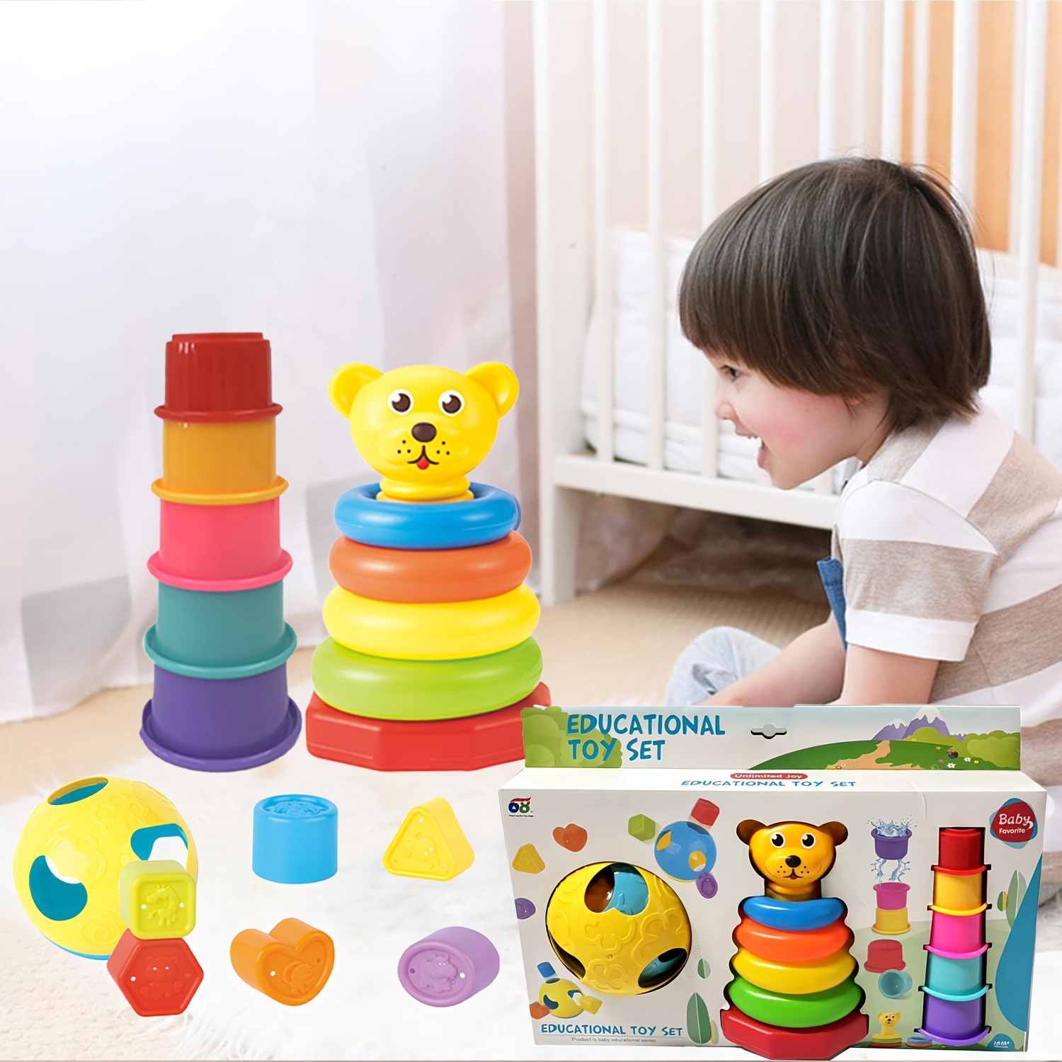 set baby stacking toys nesting cups animal blocks ball Temu Canada