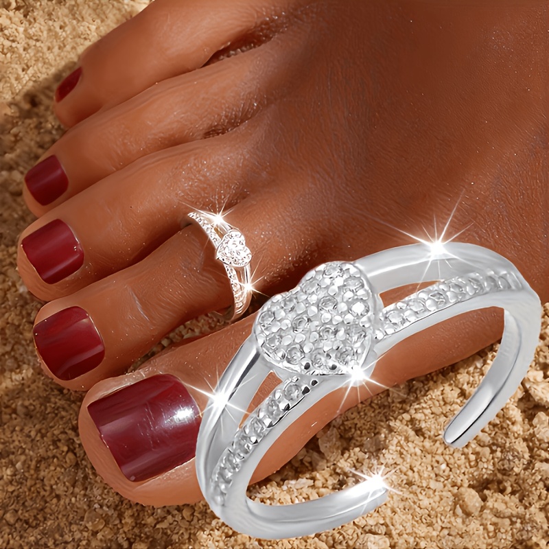 Women's Heart-Shaped Adjustable Open Toe Ring — Summer Accessory