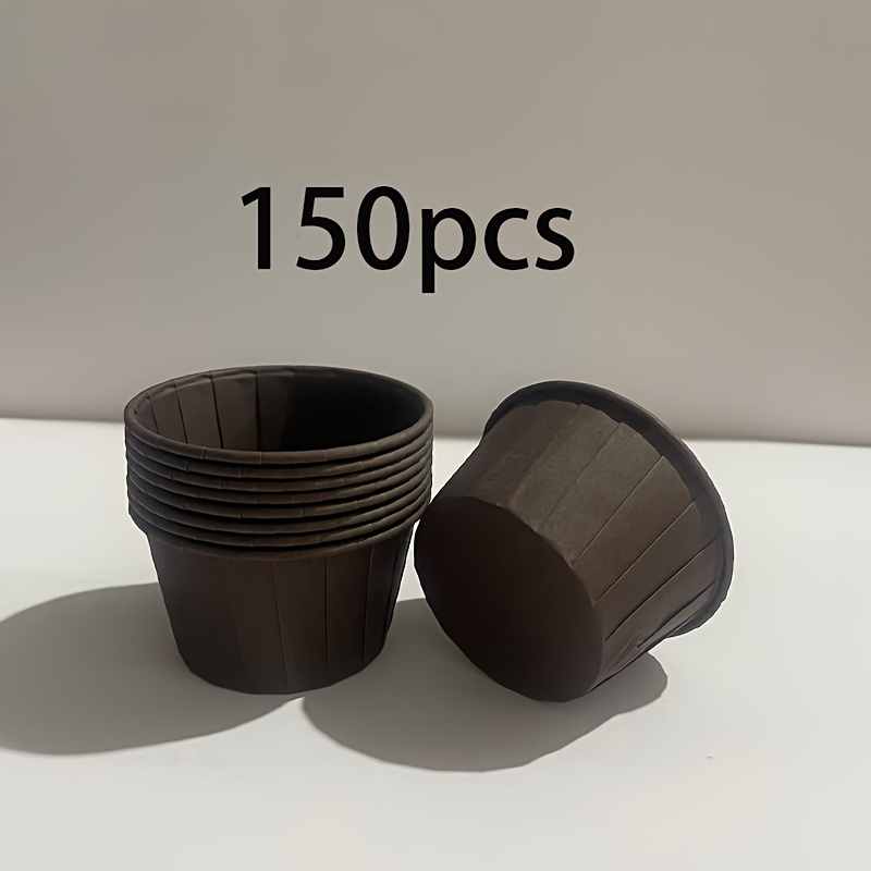 TEMU 150pcs Coffee Roll Edge Cup, Cake Paper Cup, Heat-resistant Baking Cup, Wedding, Birthday Party, Mafen Cup, Kitchen Tool
