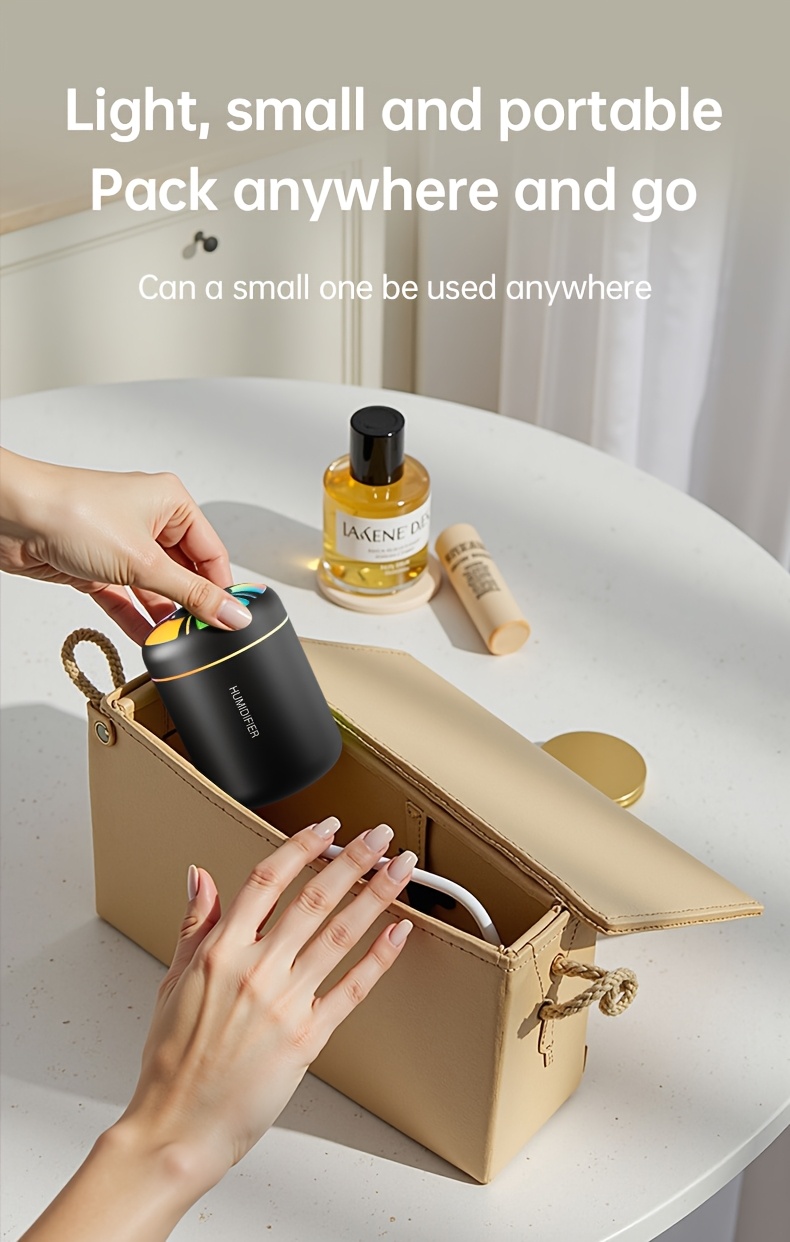 1 buc. Difuzor de aromă umidificator auto USB colorat, umidificator portabil mini cu ieșire mare de ceață de 180ml, dispozitiv compact de hidratare a aerului condiționat din cameră cu rezervor de apă pentru uleiuri esențiale, bateria nu este inclusă, alimentat prin USB