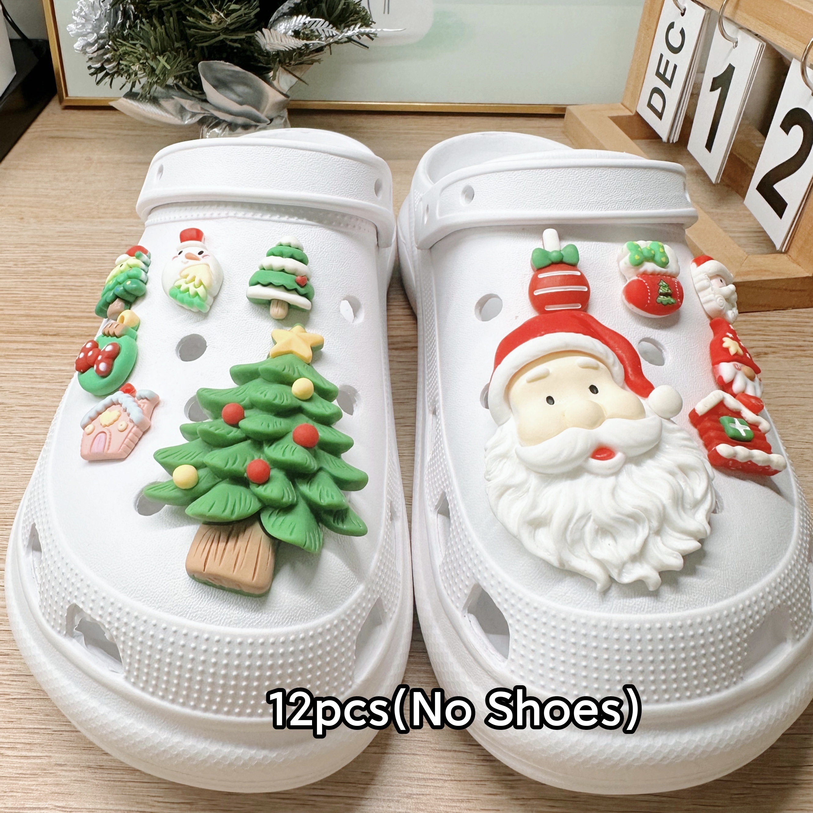 TEMU 12pcs Christmas Decorations Set, Diy Accessories For Slippers And , , Abs , Set