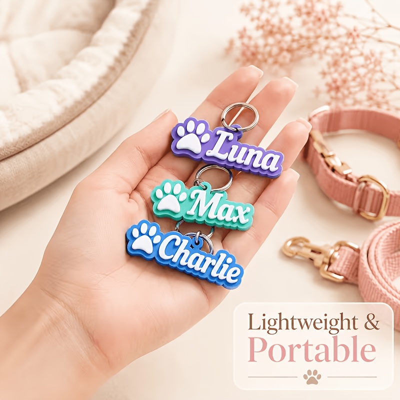 Personalized Acrylic Pet ID Tag with Paw Print Design