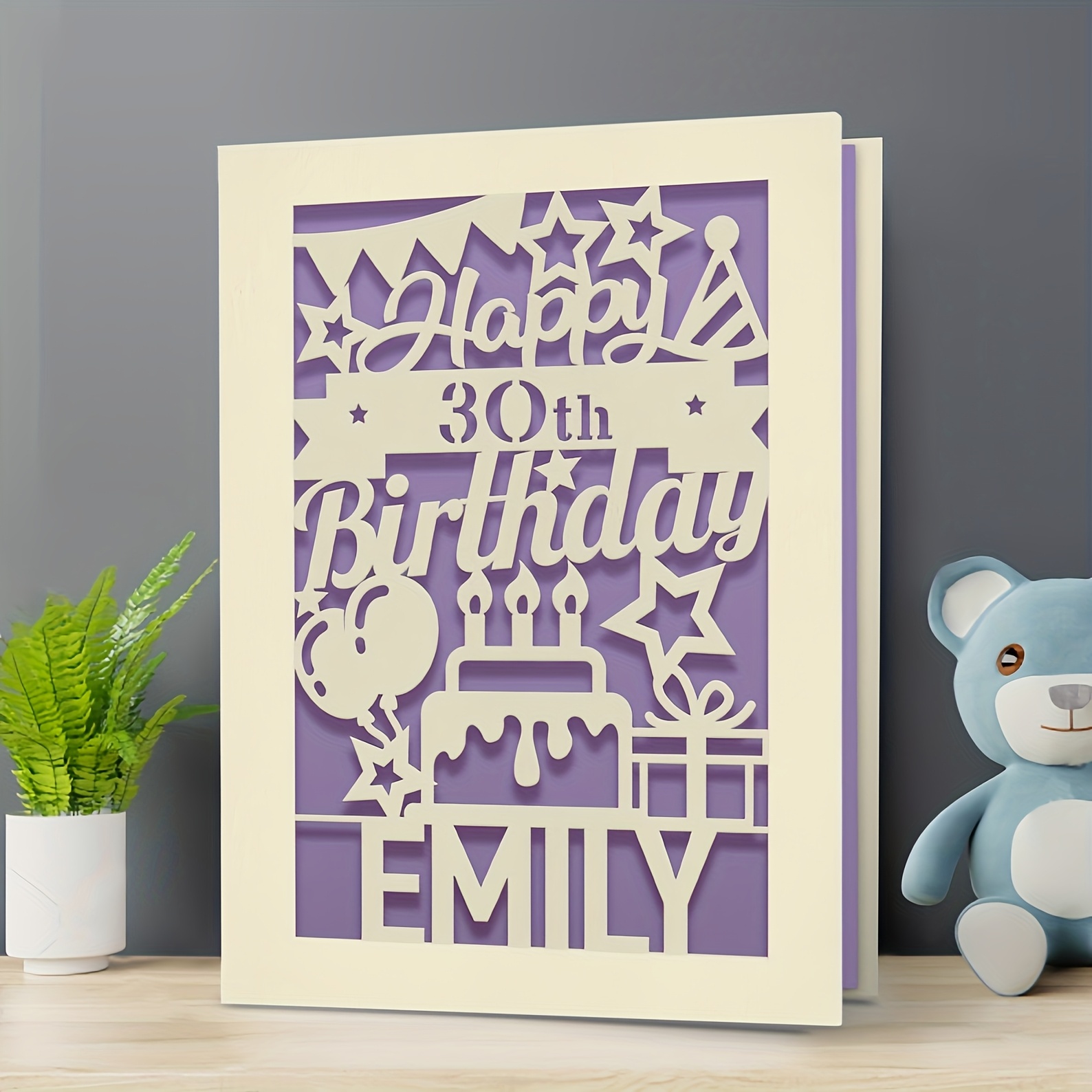TEMU Personalised Birthday Card Laser Paper Cut Greeting Cards Happy Card Custom Gift With Any Age 1st 16th 21st 30th 80th