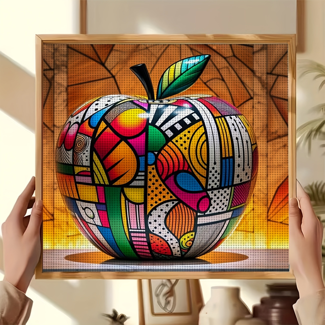 TEMU A Cross- Kit Featuring A Printed Design Of A Colorful Sculpture, Beginners To Enjoy Crafting During Their . It Allows You To Experience The