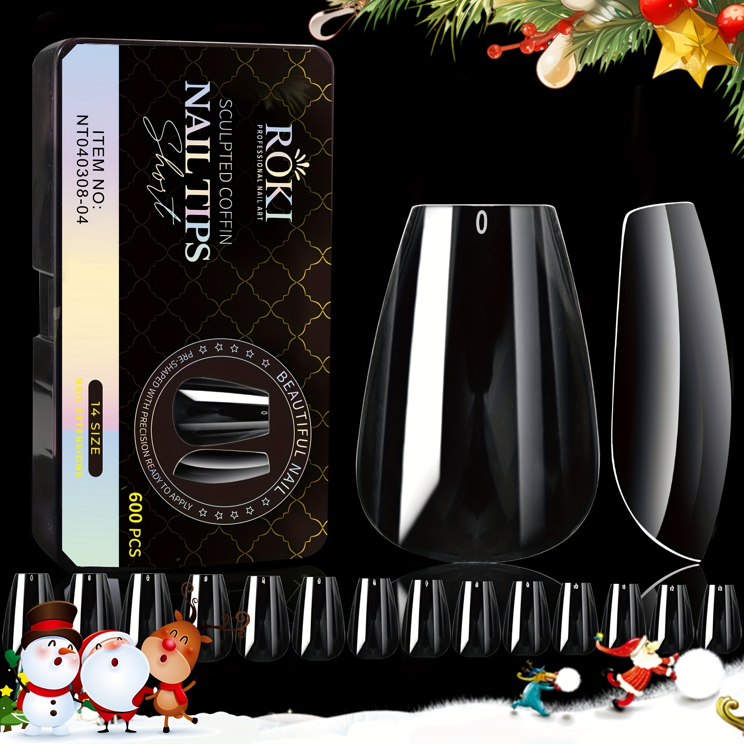 TEMU Short Tips Full Cover 600pcs 14 Sizes Coffin False Nail Tips No Clear Gel Nail Tips Acrylic Nail Tips For Diy Nail Art And Salon