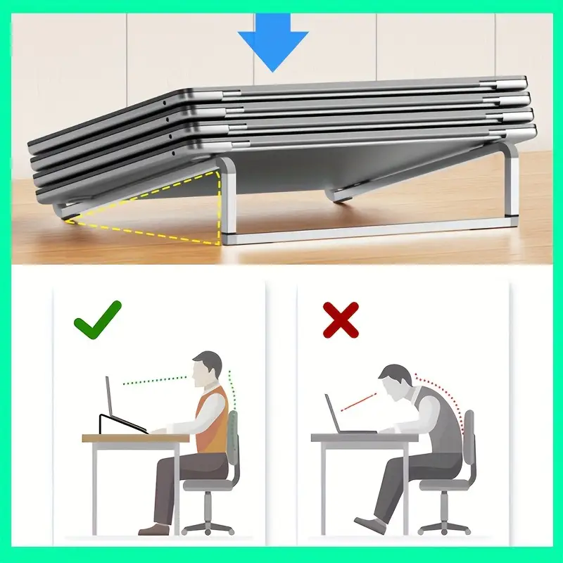 sleek aluminum alloy laptop stand adjustable foldable portable with sturdy metal frame for desk travel use details 5