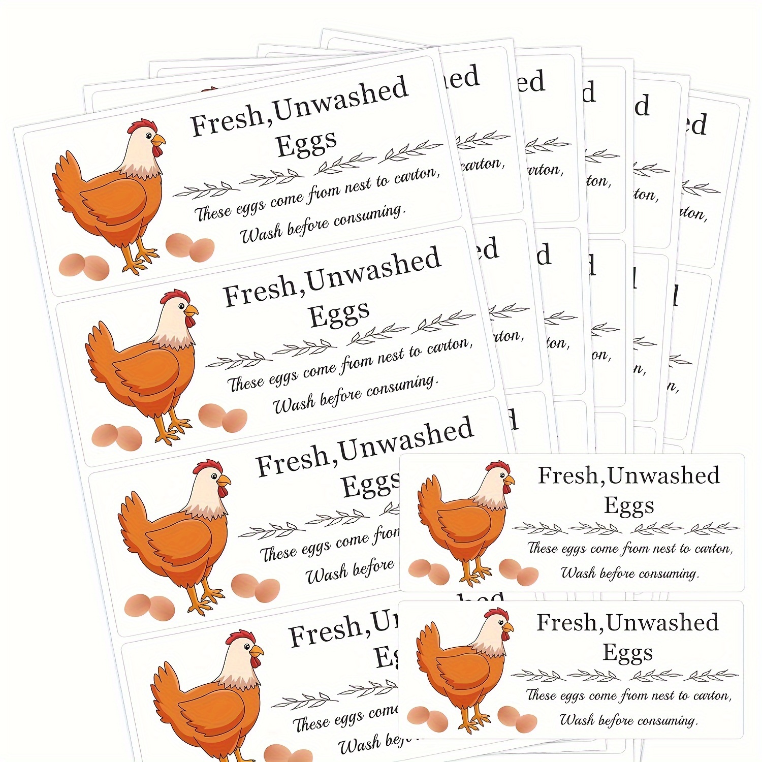 

120-pack Fresh Unwashed Eggs Carton Labels, 1x2.5 Inch Farm Fresh Eggs Stickers, Paper Egg Packaging Instruction Labels For Business And Farm Use