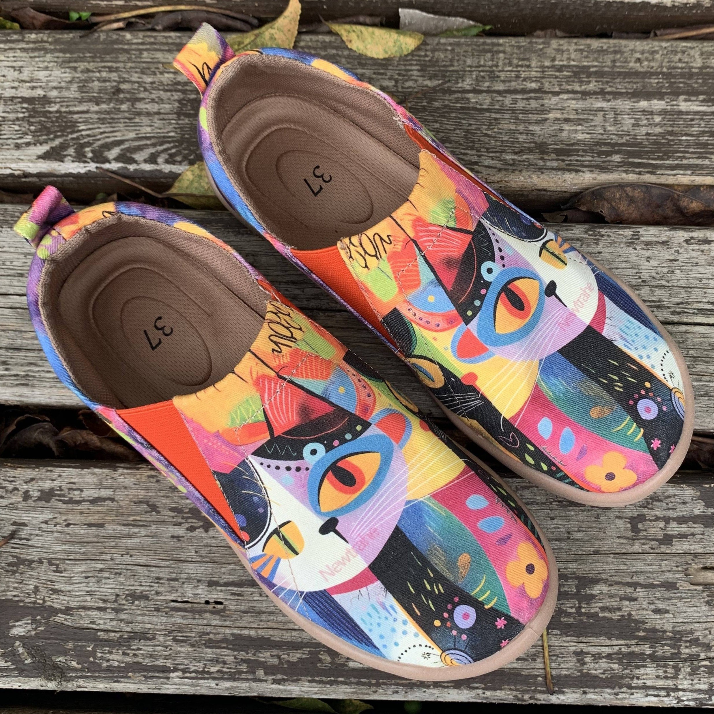

Women's Colorful Print Loafers, Lightweight Flat Slip On Walking Canvas Shoes, Comfort Low-top Daily Footwear
