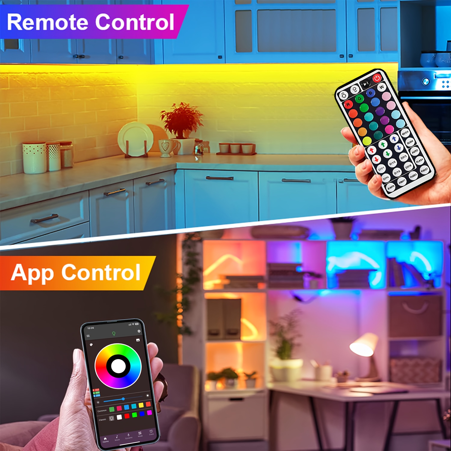 LED Strip Lights for Bedroom Decor, Remote & APP Control