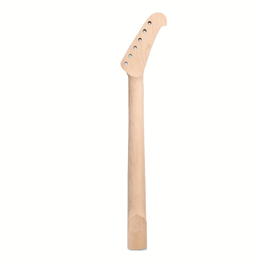 [Reversed Head | Unfinished Wood] 24 Frets, 25.5 Inch, Unfinished Maple Wood, Rosewood Fretboard, Left Side Dots Banana Reversed Head Maple Guitar Neck | DIY Repair & Upgrade Replacement Guitar Parts for Electric Guitars, DIY Guitar Upgrade | Reversed Headstock Design