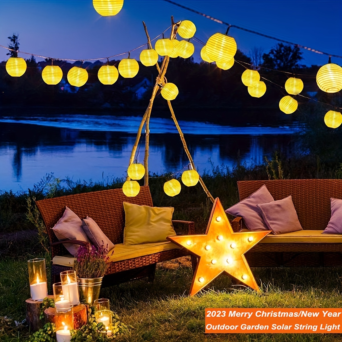 LED Solar String Lights - Chinese Lantern