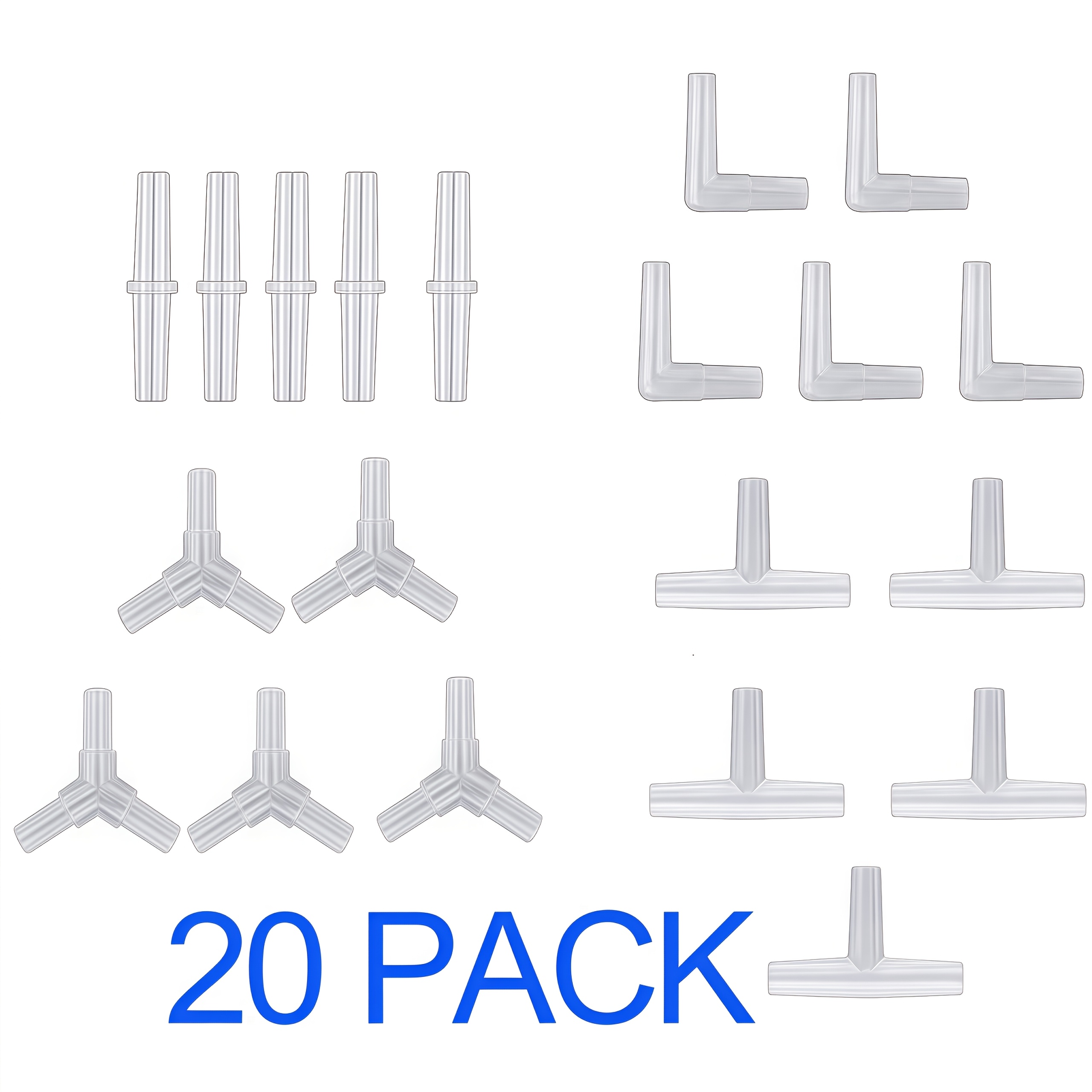 Image of 40pcs/20pcs Aquarium Air Pump Connector Kit - Durable Pc Plastic Aviation Tube Connectors, 4 For Fish Tank Oxygen Distribution, Aquarium Air Pump , Without Battery