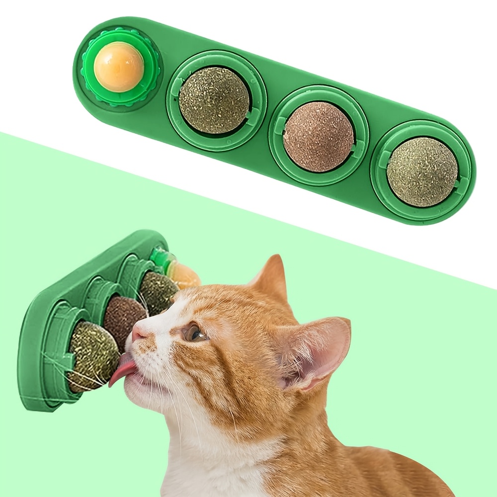 TEMU Pet Toys Balls 4pcs, Extra Cat , Consumable Kitten Toys For Cats Lick, Healthy Kitty Teeth Cleaning Dental Chew Toys, Cat Wall Treats