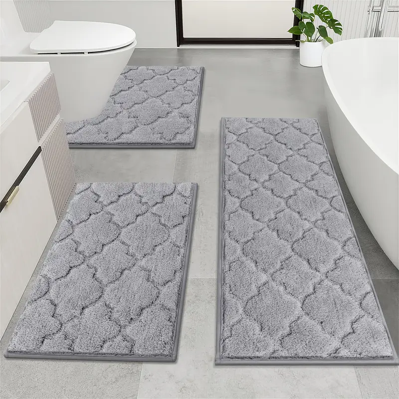 microfiber bath mat non slip shaggy bathroom rug set 3pcs bathroom mat set super absorbent bath mats for bathroom washable quick dry bathroom rugs for floor tub and shower home decor Product details 4