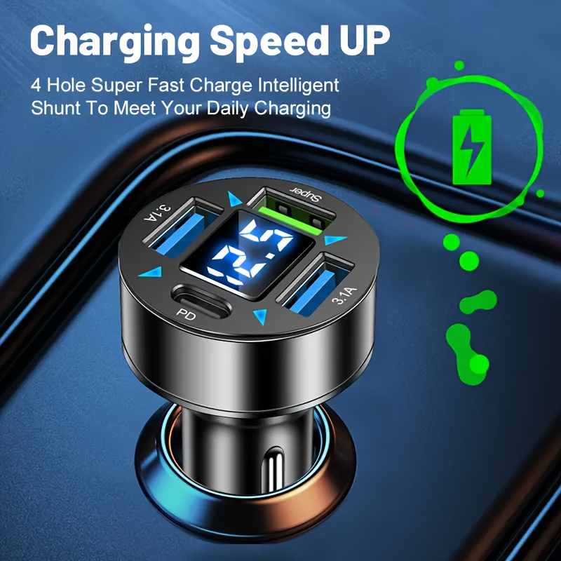 

4 Ports Usb 66w Pd Qc3.0 Type C Fast Charging Quick Charge 3.0 Car Mobile Phone Charger Adapter For Various Models Of Mobile Phones