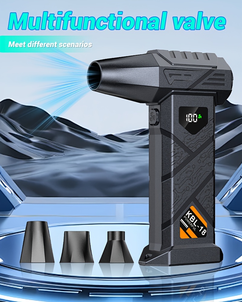 9000000RPM High-Power Turbo Snow Blower Fan with Display and LED Light, Built-in 6000mAh Rechargeable Battery, Supports USB-C Fast Charging, 5-Speed Adjustable High-Speed Airflow. A Powerful Snow Blower Fan Suitable for Snow Removal, Dust Removal