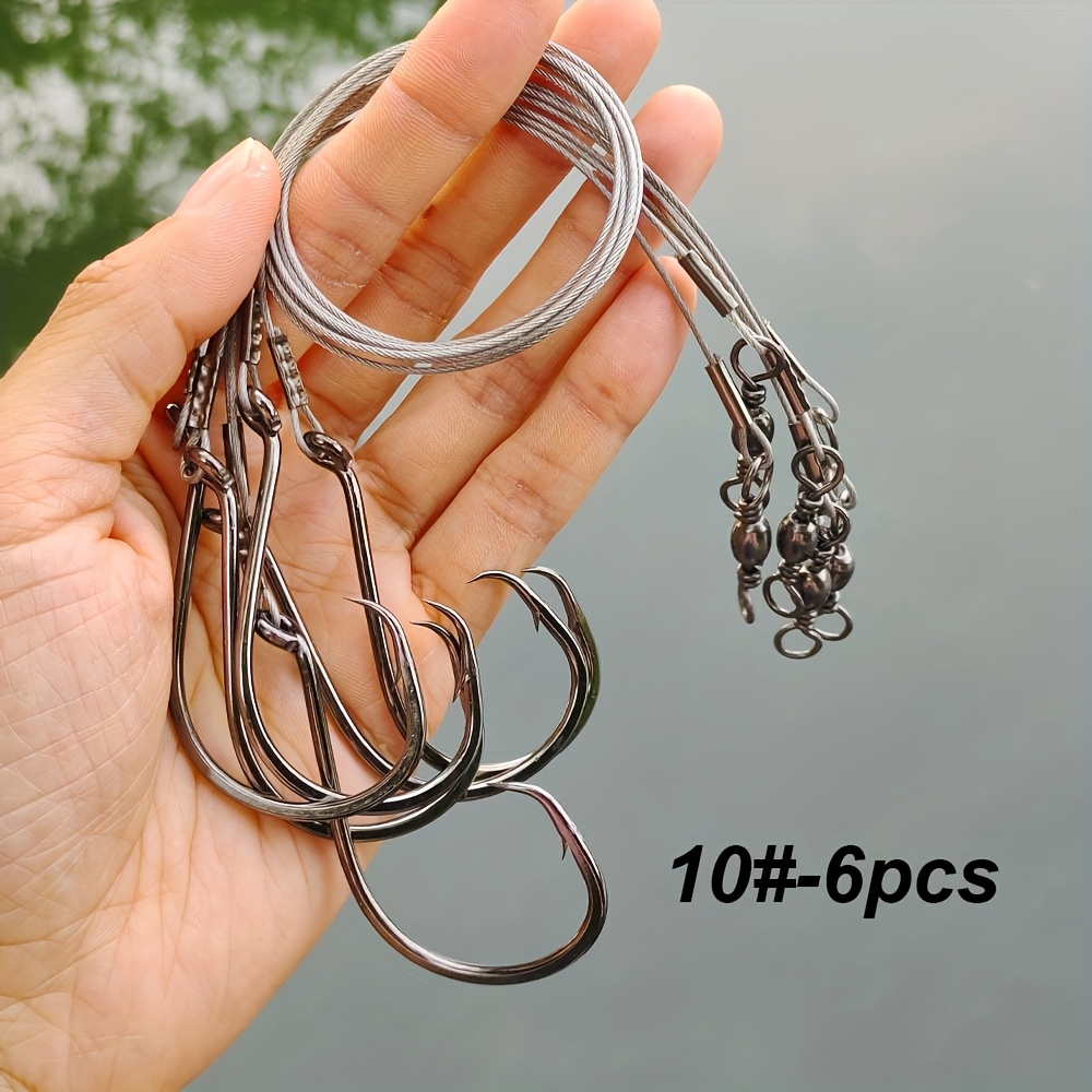 Image of A Set Of 6 Fishing Tackle Including Octopus Hooks, Offset Hooks, And Round Hooks, Suitable For Freshwater And Saltwater, Packaged In A Tackle Box