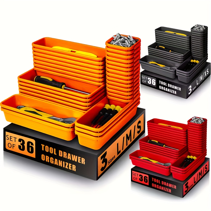 36pcs tool box drawer organizer set suitable for tool boxes garage tool boxes and office drawer dividers tool organizer trays tool box organization and storage tool storage garage workshop organization tools free combination organizers