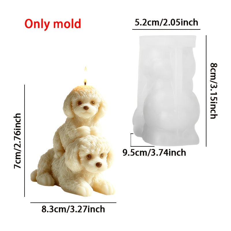 TEMU 3d Stacked Poodle Silicone Candle Mold, Cute Puppy Candle Making Tool For Pet Lovers And Craft Enthusiasts, Silicone Candle Mold For Candle