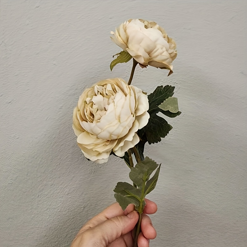 2pcs Artificial Peony Bouquet - Realistic Flowers For Farmhouse, Boho, Wedding Decor & Vase Centerpiece - Plastic Floral Arrangement For Home & Seasonal Celebrations