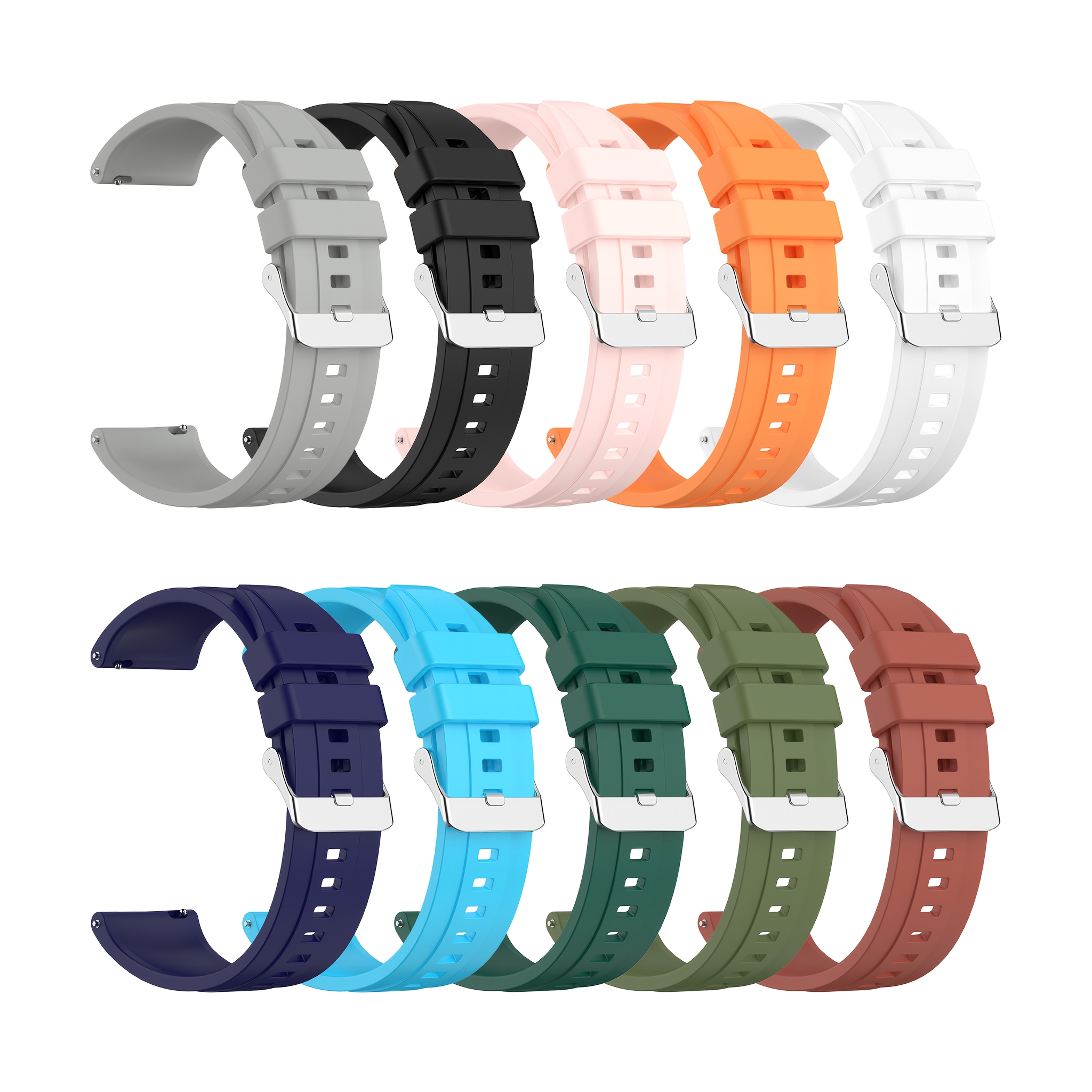 TEMU 10pcs Set 20mm 22mm Suitable For Watch7/6/5/4/fe Silicone Strap, Suitable For /gt2 Pro/ /gt4/ /gt6 Sports Breathable Fashion Strap For Men And