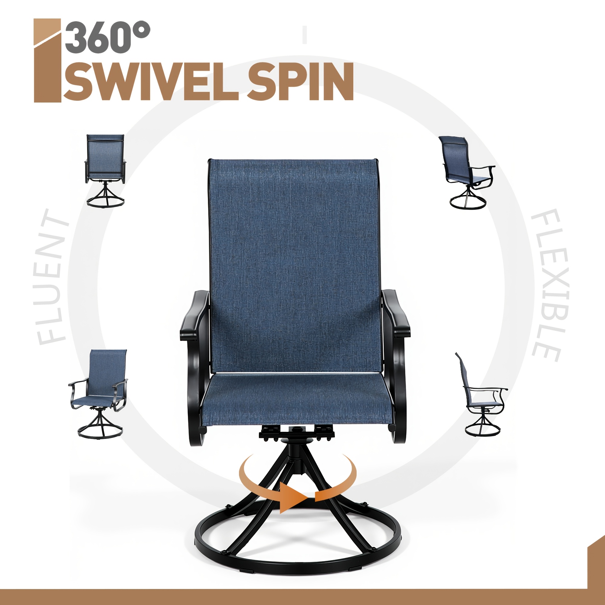 Patio Swivel Chair Set Of 2/4/6 Outdoor Dining Chairs W/High Back And Breathable Textilene, 350 LBS Capacity, All Weather Patio Rocking Chairs for Garden Backyard Deck