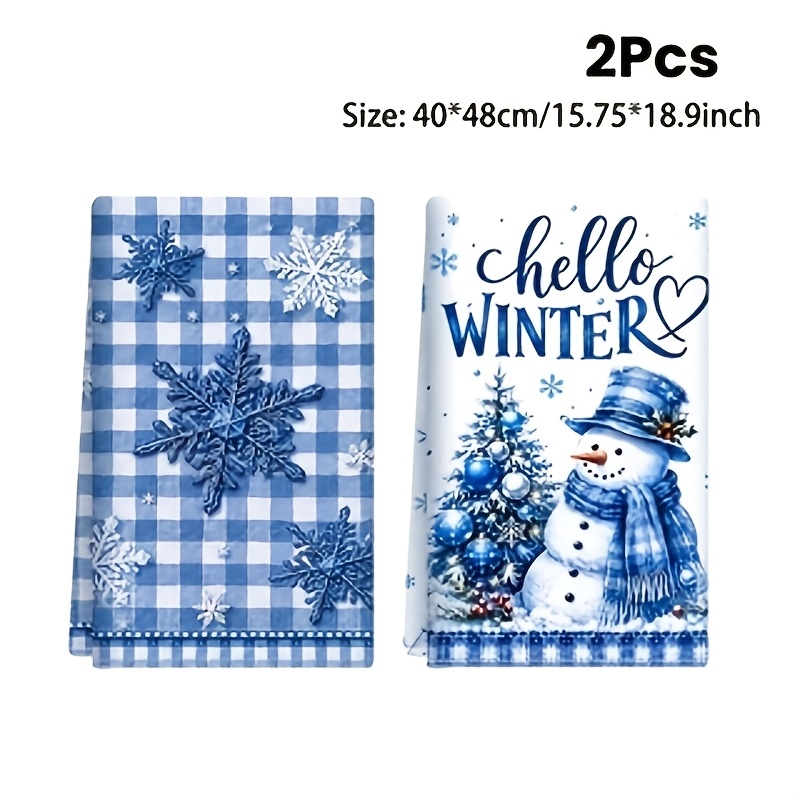 TEMU 2pcs, Christmas Dish Cloth, Snowman And Snowflake Design Cleaning Cloth, Soft Absorbent, Perfect For Xmas Theme Party Decoration, Washable