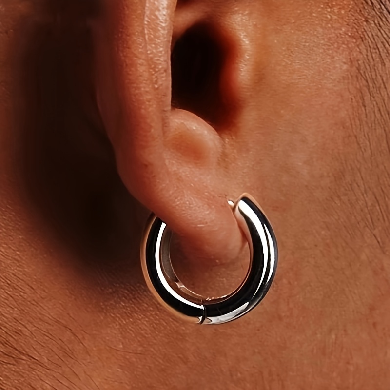 E-shop Unisex Edelstahl Creolen | Dicke 5mm Minimalistische Ohrringe | Hypoallergenes Premium Vielseitiges Geschenk