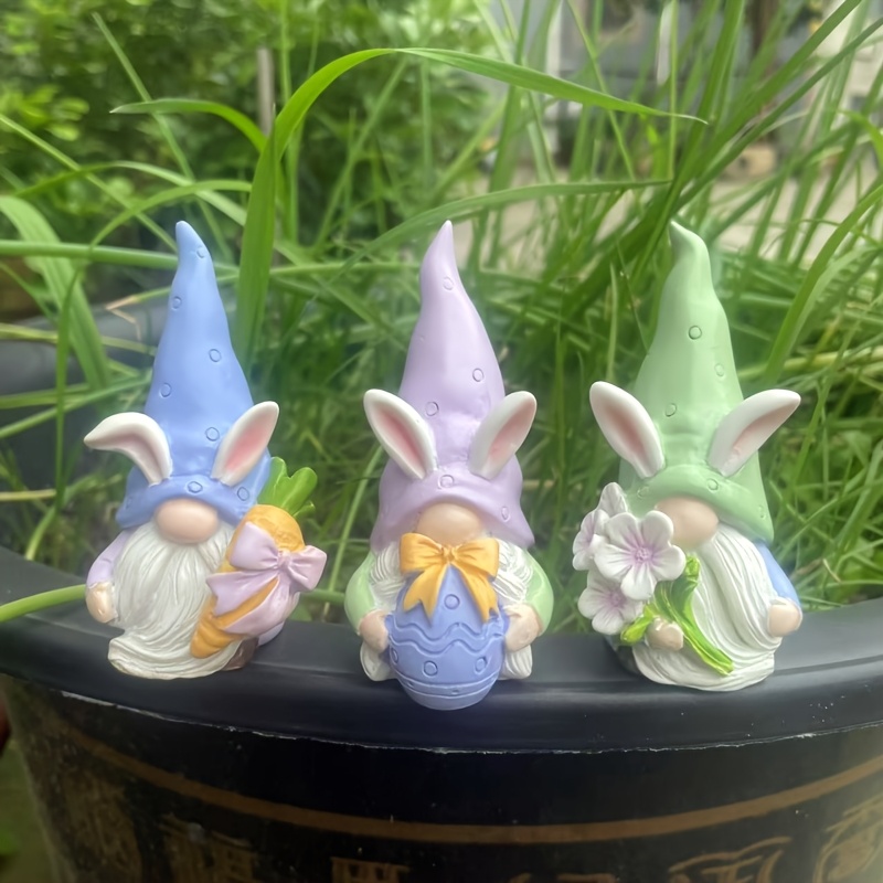 

3pcs Bunny Figurines Set - Resin Rabbit Statues For Indoor & Outdoor Decor, Home, Garden, Weddings, Easter Gifts - No Power Needed, Party Decor Props