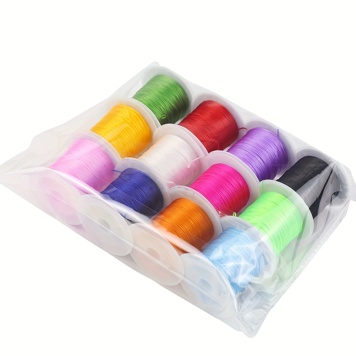 E-shop 12 Rollen 10M/Rolle Dicke 0.8Mm Flache Elastische Schnur Multicolor Zufällige Gemischte Farben Nicht Wiederholende Farben für Handgemachte