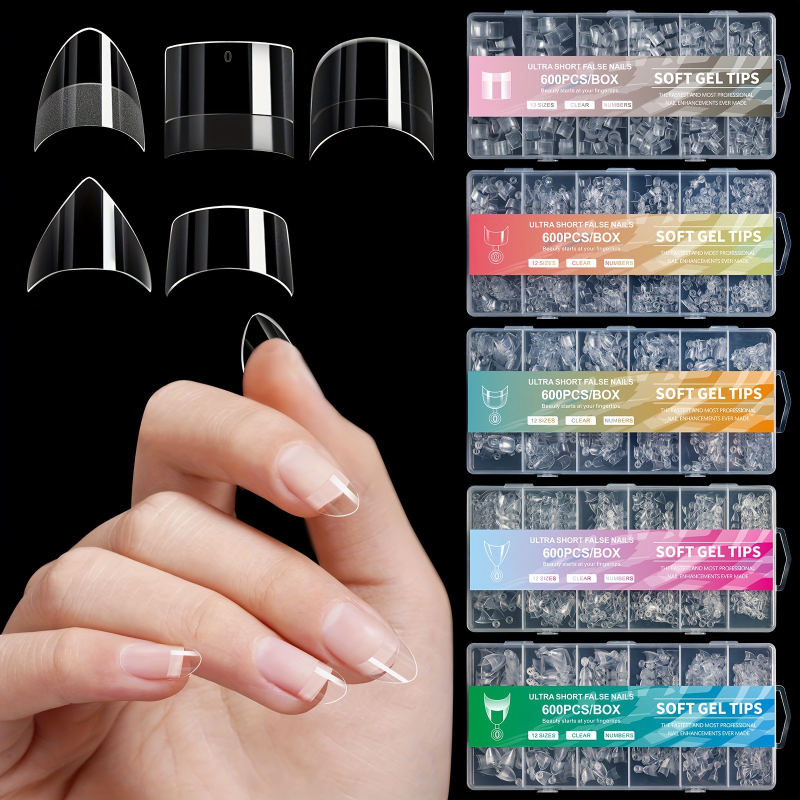 

Ultra Short False Nails: Seamless Fit, No Bubbles, 600 Pcs, Transparent, French Tip, Short Length, Matte Link For Better Fit, Suitable For All Nail Shapes