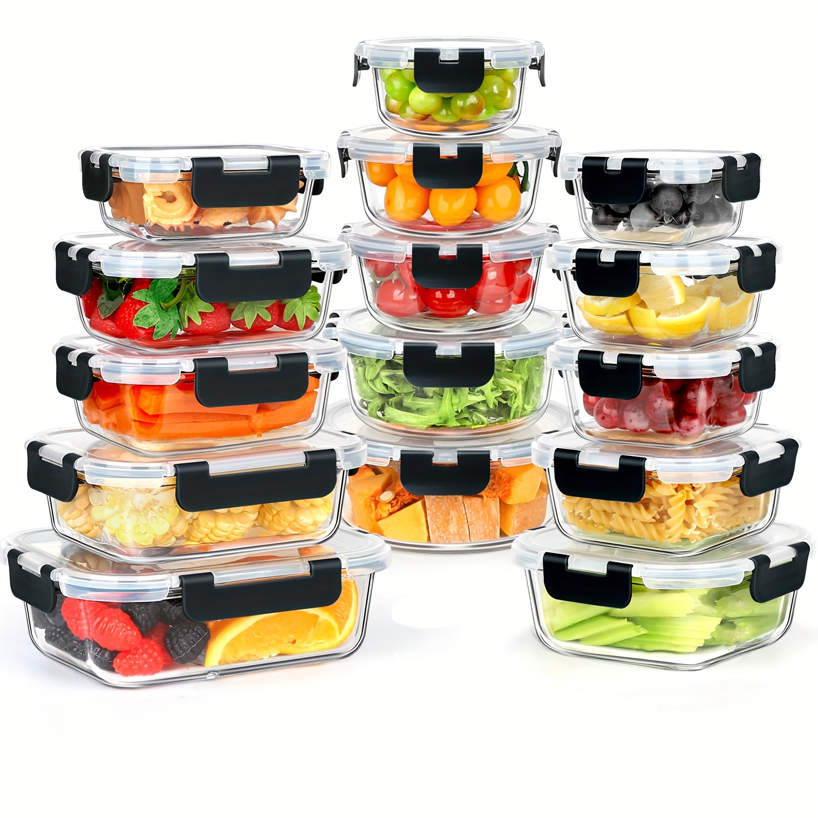     glass food storage containers with snap locking lids glass meal prep containers set airtight lunch containers microwave oven freezer and dishwasher Product details 9