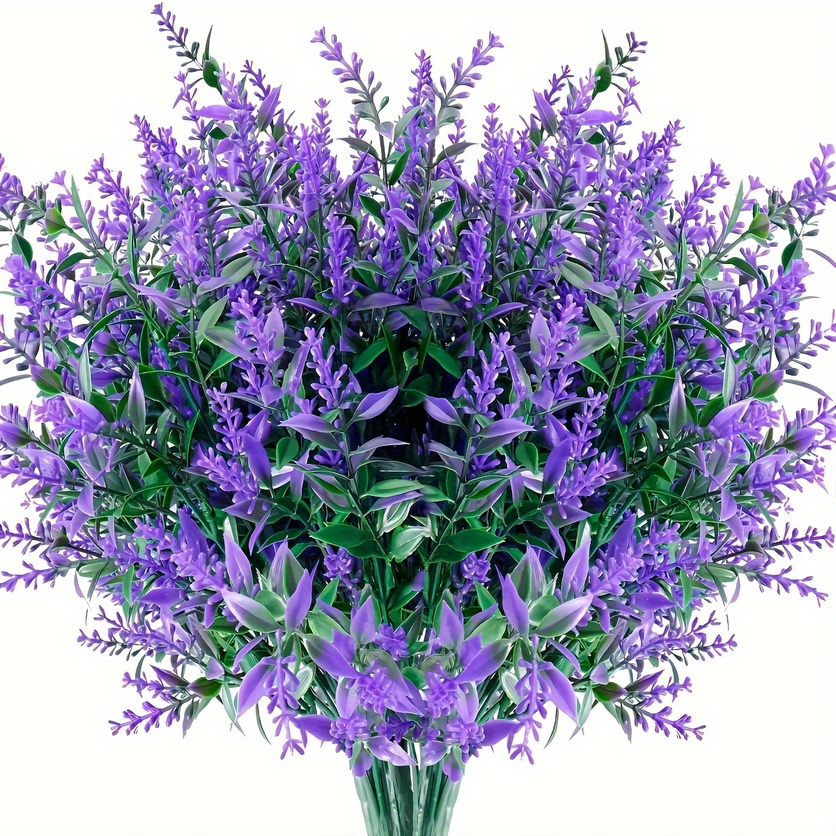 

4bunches Artificial Lavenders, Plastic Simulation Flowers Plants Indoor Outdoor Decoration, For Garden Porch Home Decor, Purple