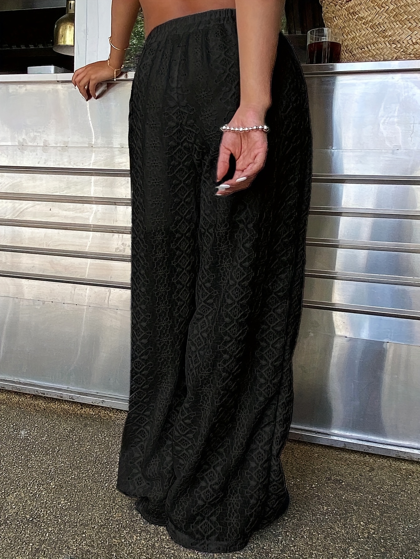 tallas pantalones anchos encaje bordado elegante Temu Argentina