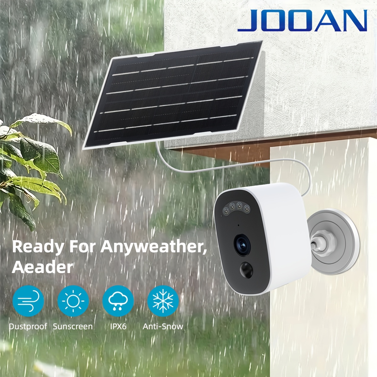 Jooan Cam720 App Outdoor Security Camera, 1296p Full Hd, Low-power Battery, Night Vision, 2-way Audio, Auto Alarm, Ipx6, Ideal For Farm, Yard & Street